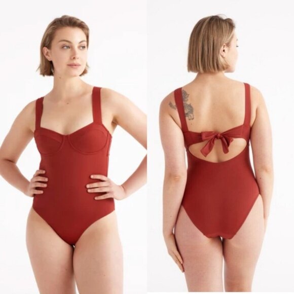 NWT Knix Balcony Cup One Piece Swimsuit Lava Size M+ 34 E, F, G - Picture 1 of 9
